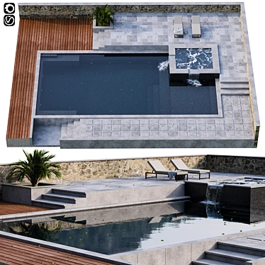 Modern Pool Design: 11m2 with V-Ray 3D model image 1 