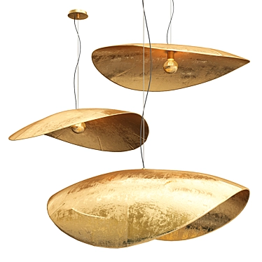 Elegant Gervasoni Brass Pendant - 3 Shapes 3D model image 1 