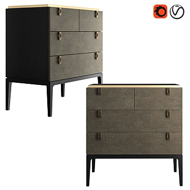 British Chic Leather Chest of Drawers 3D model image 1 