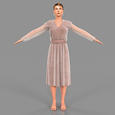 Elegant Dress Girl 3D model image 1 