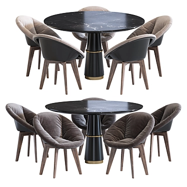 Contemporary Chair and Agra Dining Table Set 3D model image 1 