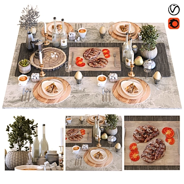 Modern Breakfast Table 005: Stylish, Functional Design 3D model image 1 