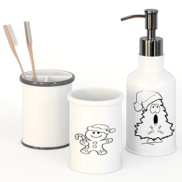 Monochrome Bathroom Set: Perfect for Kids and Teens 3D model image 1 