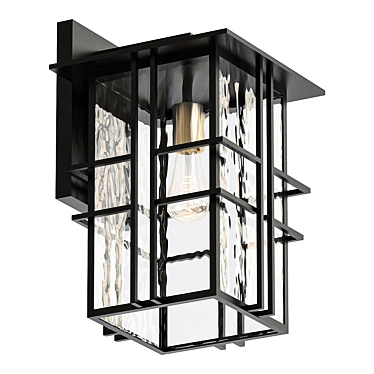 Sleek Black Outdoor Wall Light 3D model image 1 