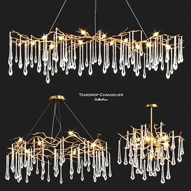 Elegant Teardrop Chandeliers by John-Richard 3D model image 1 