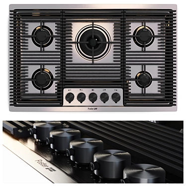 Milanello Gun Metal Flush-Mount 5-Burner Hob 3D model image 1 