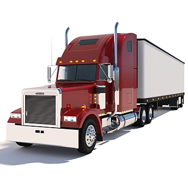 Classic Freightliner Truck & Refrigerator Trailer 3D model image 1 