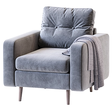 Modern Gray Textile Armchair 3D model image 1 
