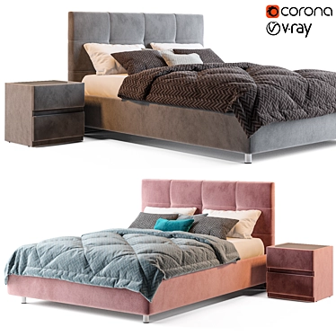 Luxurious and Versatile Askona Elisa Bed Set 3D model image 1 