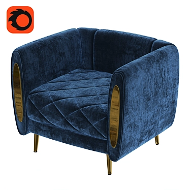Comfy Fabric Armchair 3D model image 1 