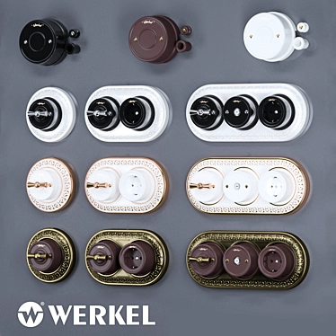 Werkel Retro: Metal Frames, Ceramic Sockets & Switches 3D model image 1 