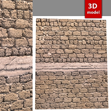 Detailed Stone Wall Model 3D model image 1 