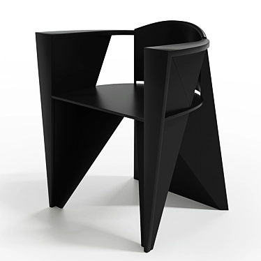 Elegant Lacquered Wood Armchair 3D model image 1 