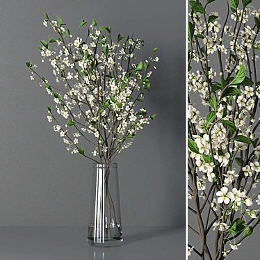 Blooming Cherry Branch in Vase 3D model image 1 