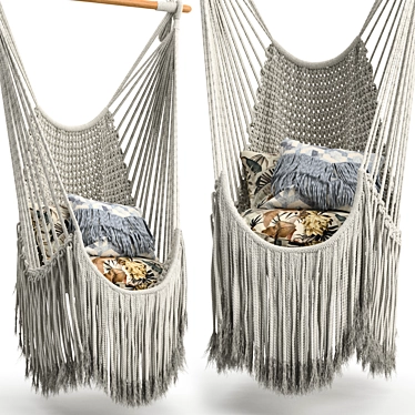 Boho Haven Macrame Swing 3D model image 1 