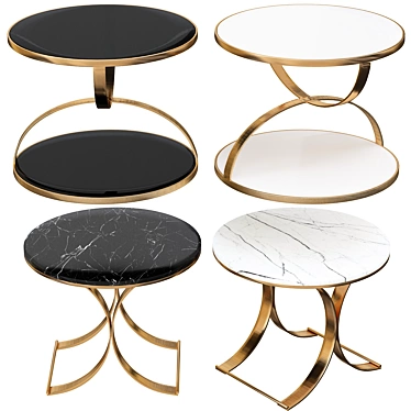 Title: Elegant Black Marble Coffee Table | Gold X-Base 3D model image 1 