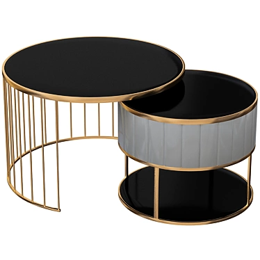 Luxury Gold & Gray Coffee Table - Tempered Glass & Stainless Steel 3D model image 1 
