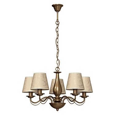 Classic Metal Chandelier with Fabric Shade 3D model image 1 