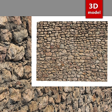 Stone Wall 3D Model 3D model image 1 