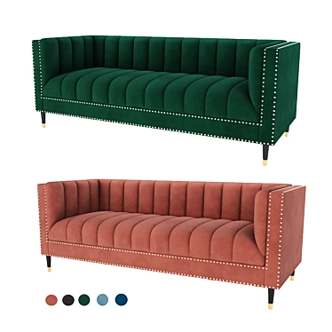 Elegant Nicole Miller Velvet Sofa 3D model image 1 