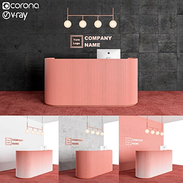 Elegant Reception Desk | 4 Color Options 3D model image 1 