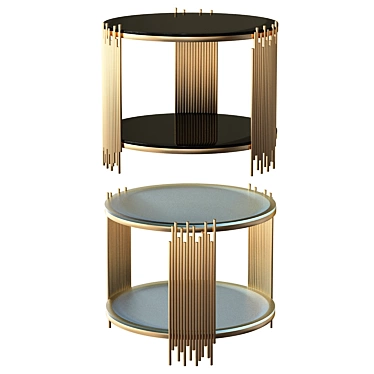 Sleek Black and Gold Coffee Table 3D model image 1 