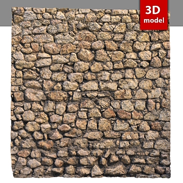 300 Stone Wall: Detailed 3D Model with High-resolution Texture 3D model image 1 
