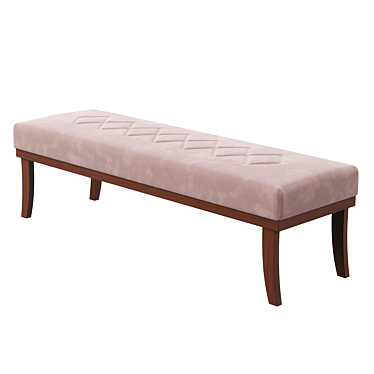 Elegant Beige and Imbuia Wood Bench 3D model image 1 