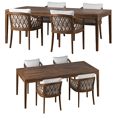 Elegant RH Greystone Dining Set 3D model image 1 