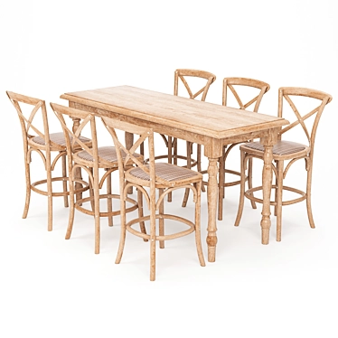 Elegant Bar Table and Stool Set 3D model image 1 