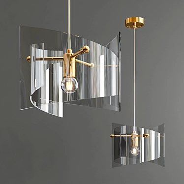 Elegant Brass Pendant Light 3D model image 1 