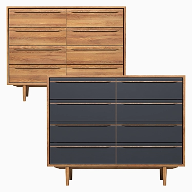Bruni Black 8-Drawer Chest: Stylish Storage Solution 3D model image 1 