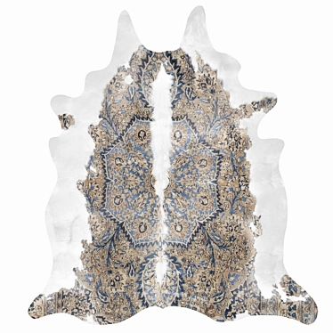 Persian Faux Cowhide Rug: Blue & Brown by Mineheart 3D model image 1 