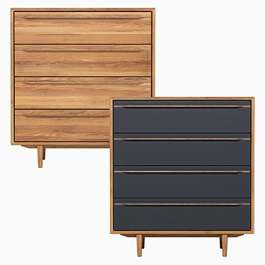 Modern Bruni Black Chest of Drawers 3D model image 1 