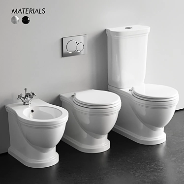 Elegant Ethos Ceramic Bathroom Set 3D model image 1 