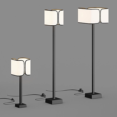 Noga + Saida Floor Lamp Set - Elegant Illumination Solution 3D model image 1 