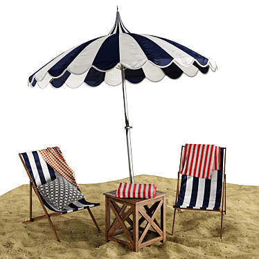 Ocean Breeze 7-Piece Outdoor Beach Lounge Set 3D model image 1 