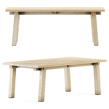 Rustic Teaka Table: Authentic Design for Indoor and Outdoor Use 3D model image 1 