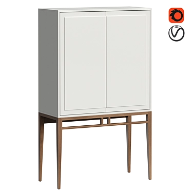 Modern Gray Walnut Display Cabinet - Angel Cerda 3D model image 1 