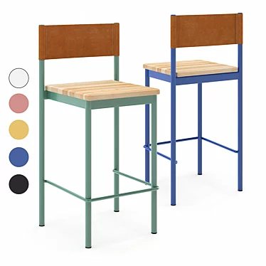 Amigo Modern Leather Counter Stool 3D model image 1 