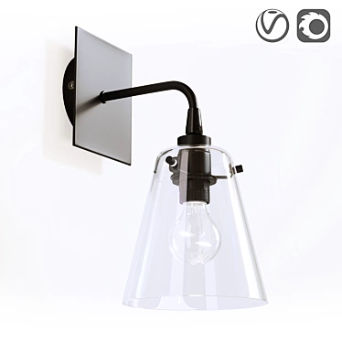 Modern Metal and Glass Lamp 3D model image 1 