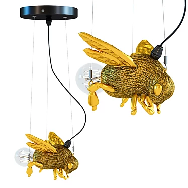 Golden Bee Pendant Lamp - Elegant Nature-inspired Decor 3D model image 1 