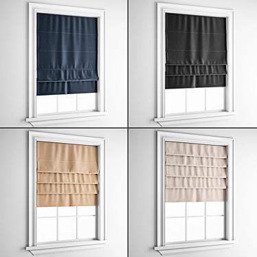 Elegant Roman Blinds Set 3D model image 1 