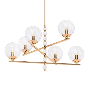Golden Glass Pendant Chandelier 3D model image 1 
