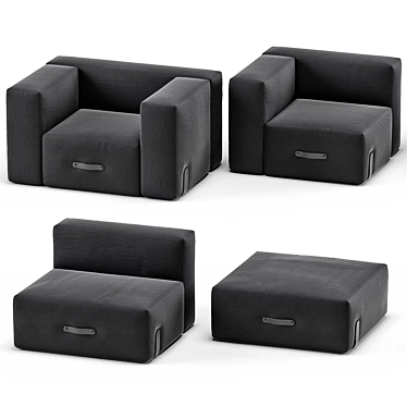 Modular Miami Sofa: Lounger, Corner, Base, Ottoman 3D model image 1 