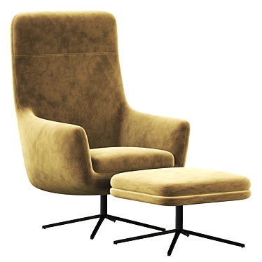 Elegant High Back Armchair 3D model image 1 