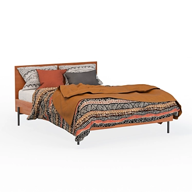 Vintage Lodge Bed with Metal Legs 3D model image 1 