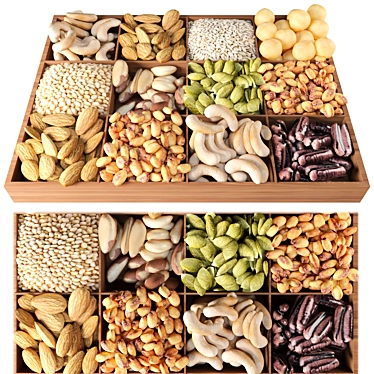 Assorted Nut Mix: Almonds, Hazelnuts, Cashews, Peanuts 3D model image 1 