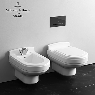 Strada Wall-Mounted Toilet & Bidet: Villeroy & Boch 3D model image 1 