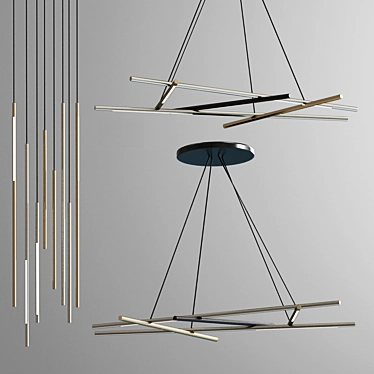 Sleek Sattler Mikado Chandelier 3D model image 1 